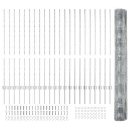 Cerca de Alambre Soldado con 44 Postes en U Plata 1.2x50 m Acero | Foro24.es | Tu tienda online para hogar, jardín y más Foro24.es
