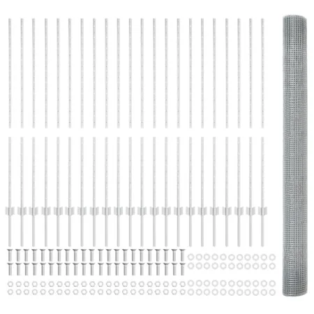 Valla de Alambre Soldado con 44 U Posts Plateada 1.4x50 m de Acero | Foro24.es | Tu tienda online para hogar, jardín y más Foro24.es