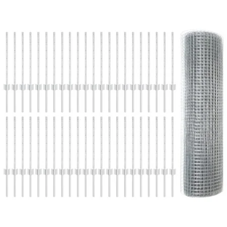 Cerca de Alambre Soldado con 44 U Postes Plata 0.5x100 m Acero | Foro24.es | Tu tienda online para hogar, jardín y más Foro24.es