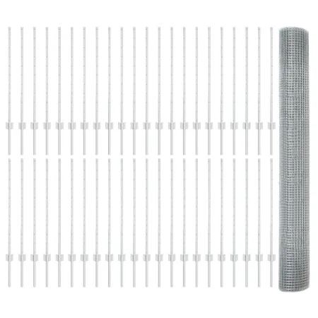 Valla de Alambre Soldado con 88 U Posts Plateada 1x100 m Acero | Foro24.es | Tu tienda online para hogar, jardín y más Foro24.es