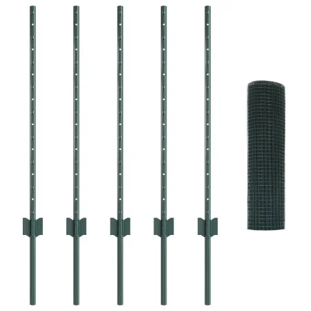 Cerca de Alambre Soldado con 5 Postes U Verde 0.8x10 m Acero | Foro24.es | Tu tienda online para hogar, jardín y más Foro24.es