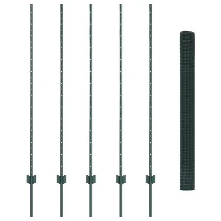Cerco de Alambre Soldado con 5 Pilonas U Verde 1.4x10 m Acero | Foro24.es | Tu tienda online para hogar, jardín y más Foro24.es