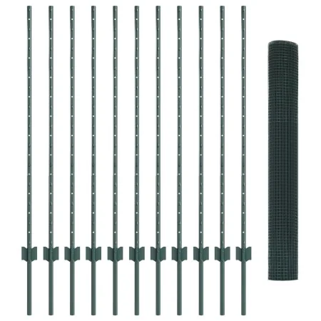 Cerca Soldada con 11 Postes en U Verde 1.2x25 m de Acero | Foro24.es | Tu tienda online para hogar, jardín y más Foro24.es