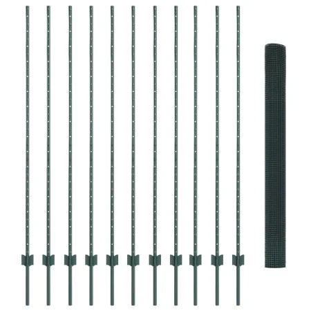 Cerca de Alambre Soldado con 11 Postes en U Verde 1.5x25 m de Acero by , fence posts - Ref: Foro24-3336492, Price: 145,32 €, ...