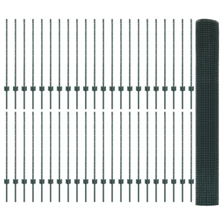Valla Soldada con 44 postes U Verde 1x100 m de Acero | Foro24.es | Tu tienda online para hogar, jardín y más Foro24.es