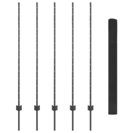 Cerca de Alambre Soldado con 10 Postes U Gris 1.4x10 m de Acero | Foro24.es | Tu tienda online para hogar, jardín y más Foro24.es