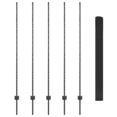Cerca de Alambre Soldado con 10 U Posts Gris 1.6x10 m Acero | Foro24.es | Tu tienda online para hogar, jardín y más Foro24.es