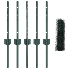 Postes de Cerca 5 pcs U-Channel Verde 40 cm