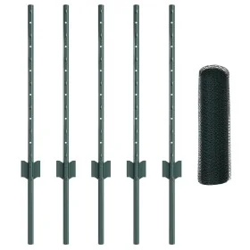 Postes de Cerco 5 pcs U-Channel Verde 60 cm de