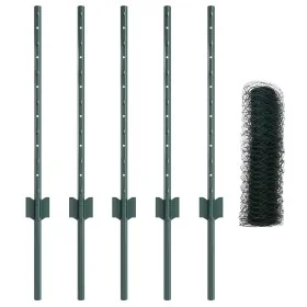 Postes de Cerca 11 pcs U-Channel Verde 120 cm