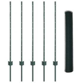 Postes de Cerca 5 pcs Canal U Verde 100 cm Acero
