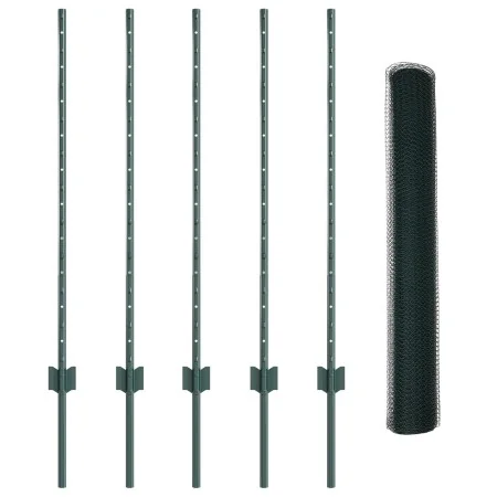 Postes de Cerca 5 pcs Canal U Verde 100 cm Acero, Cerca Hexagonal Verde 1x10 m Acero | Foro24.es | Tu tienda online para hogar, jardín y más Foro24.es