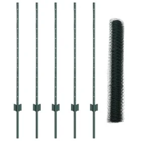 Postes de Cerca 5 pcs U-Channel Verde 100 cm