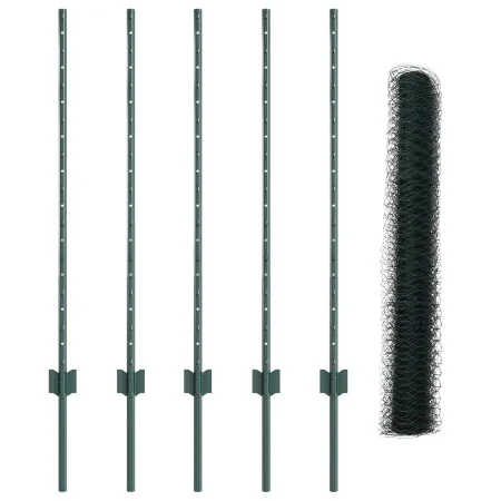 Postes de Cerca 5 pcs U-Channel Verde 100 cm Acero, Cerca Hexagonal Verde 1x10 m Acero | Foro24.es | Tu tienda online para hogar, jardín y más Foro24.es