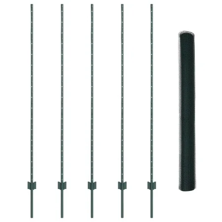 Postes de Cerca 5 pcs U-Channel Verde 150 cm Acero, Cerca Hexagonal Verde 1.5x10 m Acero | Foro24.es | Tu tienda online para hogar, jardín y más Foro24.es