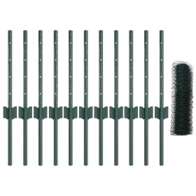 Postes de Cerca 11 pcs U-Channel Verde 40 cm