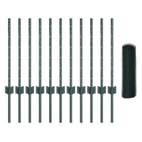 Postes de Cerca 11 pcs U-Channel Verde 60 cm