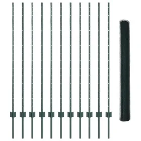 Postes de Valla 11 pcs U-Channel Verde 140 cm