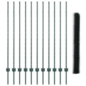 Postes de Cerca 11 pcs U-Channel Verde 140 cm