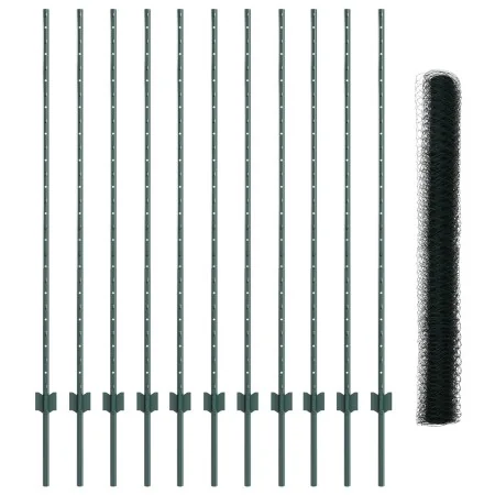 Postes de Cerca 11 pcs U-Channel Verde 140 cm Acero, Cerca Hexagonal Verde 1.4x25 m Acero | Foro24.es | Tu tienda online para hogar, jardín y más Foro24.es