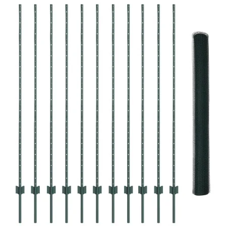 Postes de Cerca 11 pcs Canal U Verde 160 cm Acero, Cerca Hexagonal Verde 1.6x25 m Acero | Foro24.es | Tu tienda online para hogar, jardín y más Foro24.es