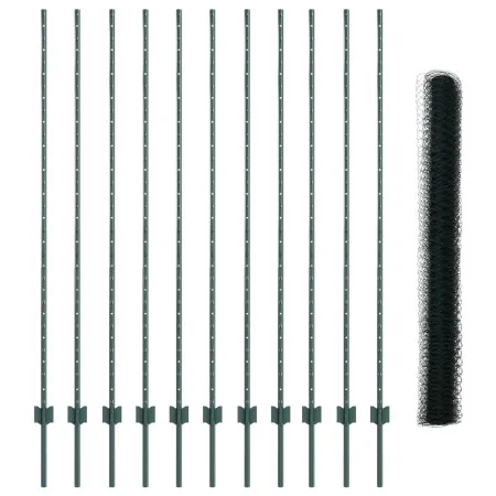Postes para Cerca 11 pcs U-Channel Verde 160 cm Acero, Cerca Hexagonal Verde 1.6x25 m Acero | Foro24.es | Tu tienda online para hogar, jardín y más Foro24.es