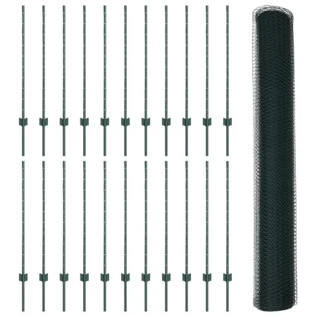 Postes de Valla 11 pcs U-Channel Verde 100 cm Acero, Valla Hexagonal Verde 1x50 m Acero | Foro24.es | Tu tienda online para hogar, jardín y más Foro24.es