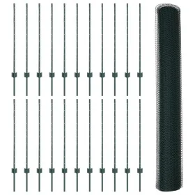 Posts de cerca 11 pcs canal U verde 100 cm acero
