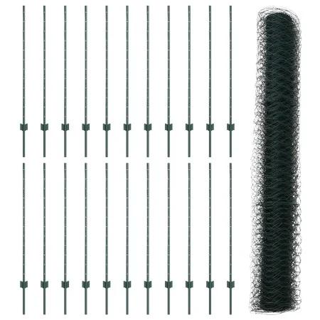 Postes de Valla 11 pcs U-Channel Verde 120 cm Acero, Valla Hexagonal Verde 1.2x50 m Acero | Foro24.es | Tu tienda online para hogar, jardín y más Foro24.es