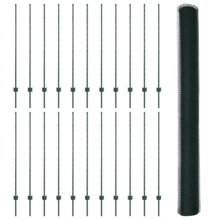 Postes de Valla 11 pcs U-Channel Verde 140 cm Acero, Valla Hexagonal Verde 1.4x50 m Acero | Foro24.es | Tu tienda online para hogar, jardín y más Foro24.es