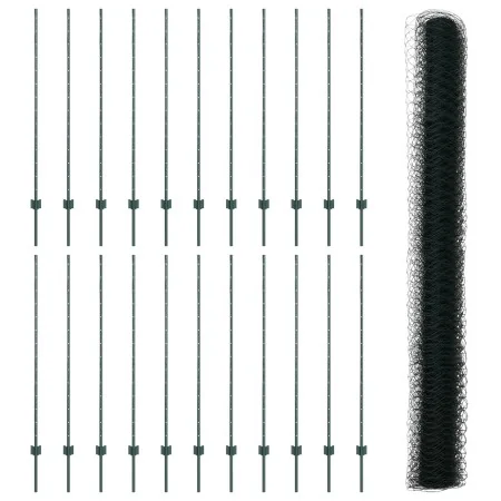 postes para cercas 11 pcs U-Channel Verde 140 cm Acero, Cerca Hexagonal Verde 1.4x50 m Acero | Foro24.es | Tu tienda online para hogar, jardín y más Foro24.es