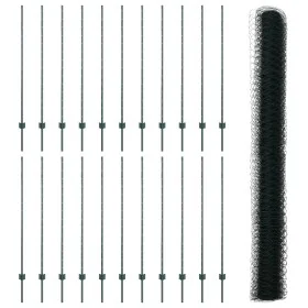 VidaXL Poste de Valla 11 pcs U-Channel Verde 140