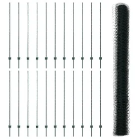 Postes de Valla 11 pcs U-Channel Verde 150 cm