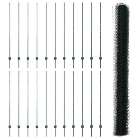 Postes de Valla 11 pcs U-Channel Verde 150 cm Acero, Valla Hexagonal Verde 1.5x50 m Acero | Foro24.es | Tu tienda online para hogar, jardín y más Foro24.es
