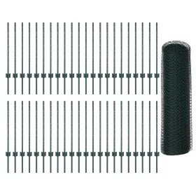 Postes de Cerca 11 pcs Canal U Verde 80 cm Acero
