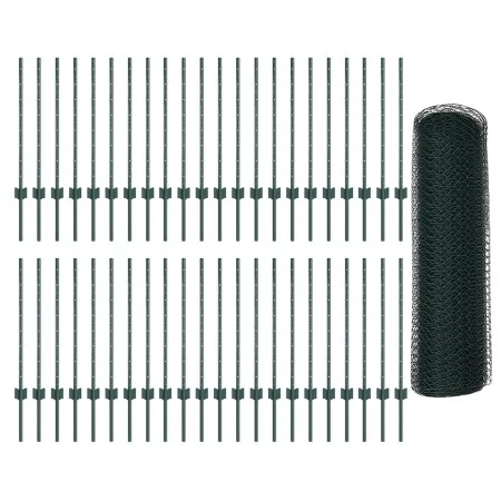 Postes de Cerca 11 pcs U-Channel Verde 80 cm Acero, Cerca Hexagonal Verde 0,8x100 m Acero | Foro24.es | Tu tienda online para hogar, jardín y más Foro24.es