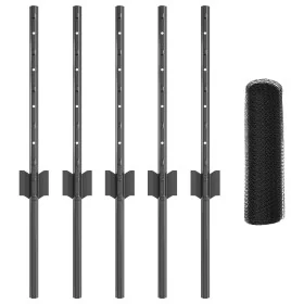 Poste de Cerca 5 pcs U-Channel Gris 40 cm Acero