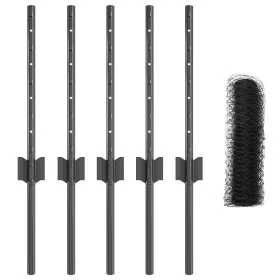 Postes de Cerca 5 pcs U-Channel Gris 40 cm Acero