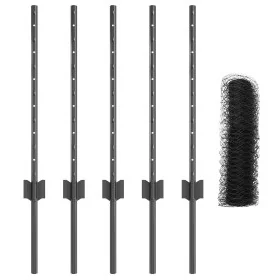Postes de Valla 5 pcs U-Channel Gris 60 cm Acero