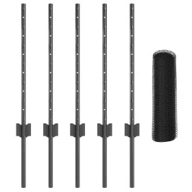 Postes de Valla 5 pcs U-Channel Gris 60 cm Acero