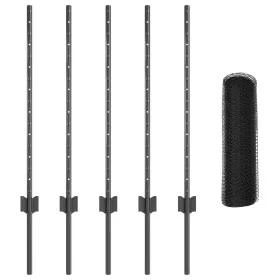 Postes de Valla 5 pcs U-Channel Gris 80 cm Acero
