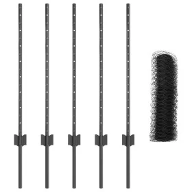 Postes para Cercas 5 pcs U-Channel Gris 80 cm