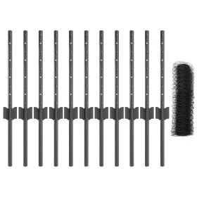 Postes de Valla 11 pcs U-Canal Gris 40 cm Acero