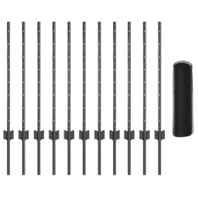 Postes de Cerca 11 pcs U-Channel Gris 80 cm