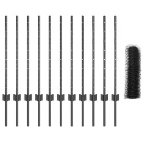 Poste de cerca 11 pcs U-Channel Gris 80 cm Acero
