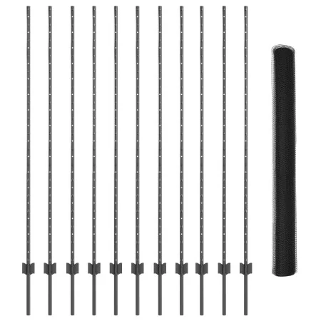 Publicaciones de Valla 22 pcs U-Channel Gris 160 cm de Acero, Valla Hexagonal Gris 1.6x25 m de Acero von , Zaunpfosten - Ref:...