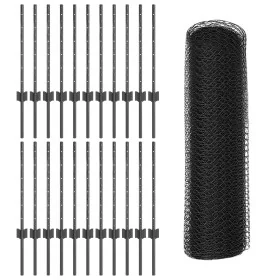 Postes de Valla 11 pcs U-Channel Gris 60 cm de