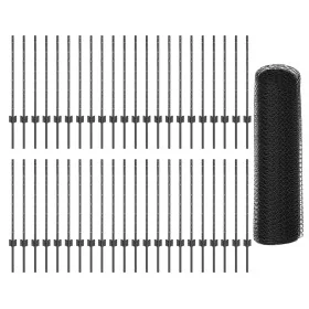Postes de Cerca 11 pcs U-Channel Gris 80 cm de