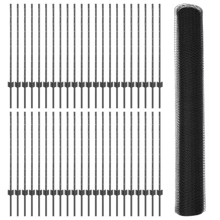 Postes de Cerca 22 pcs U-Channel Gris 100 cm Acero, Cerca Hexagonal Gris 1x100 m Acero | Foro24.es | Tu tienda online para hogar, jardín y más Foro24.es