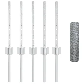 Postes de Valla 5 pcs U-Channel 40 cm Acero